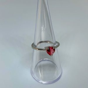 NEW Silver w Dark Pink Rhinestone Heart Ring